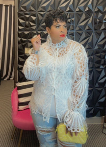 Cutting Up in Lace Top